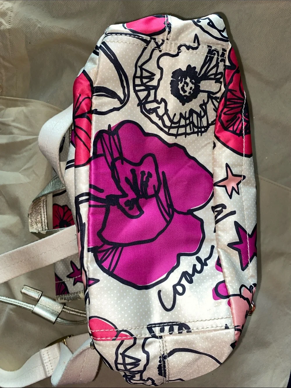 Coach Poppy Graffiti Floral Print Nylon Women's Backpack with Gold-Tone Accents